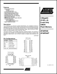 AT49F040-70PC Datasheet