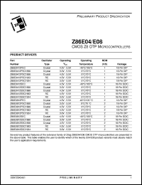 Z86E0412PSC1903 Datasheet