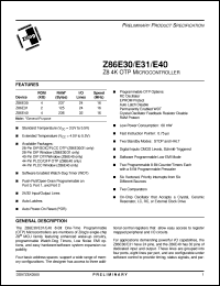 Z86E3016PEC Datasheet