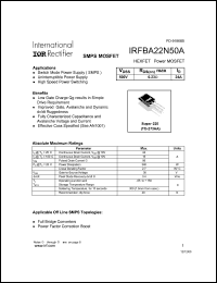 IRFBA22N50A Datasheet