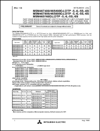 M5M465160DJ-6S Datasheet