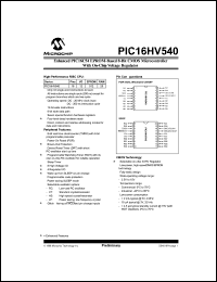 PIC16HV540-20I-SS Datasheet