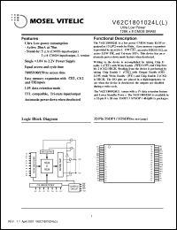 V62C1801024LL-70V Datasheet