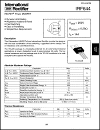 IRF644 Datasheet