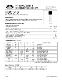 HBC548 Datasheet