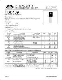 HBD139 Datasheet