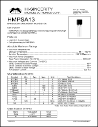HMPSA13 Datasheet