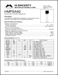 HMPSA92 Datasheet