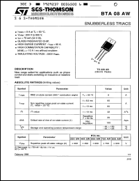 BTA08-200AW Datasheet