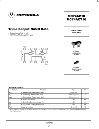 MC74ACT10DTR2 Datasheet