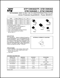 STB13NK60Z-1 Datasheet