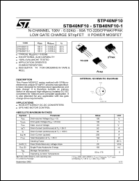 STB40NF10-1 Datasheet