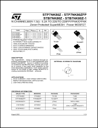 STP7NK80ZFP Datasheet
