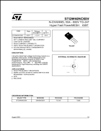 STGW40NC60V Datasheet