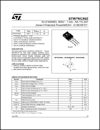 STW7NC80Z Datasheet
