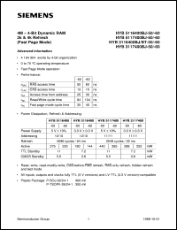 HYB3116400BJ-60 Datasheet